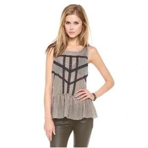 Free People Lace and Stripe Peplum Tank Size XS